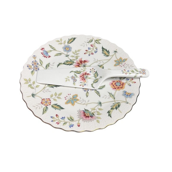 Beautiful Andrea by Sadek Porcelain Cake Plate With Matching Server. Pre-owned - Picture 1 of 5